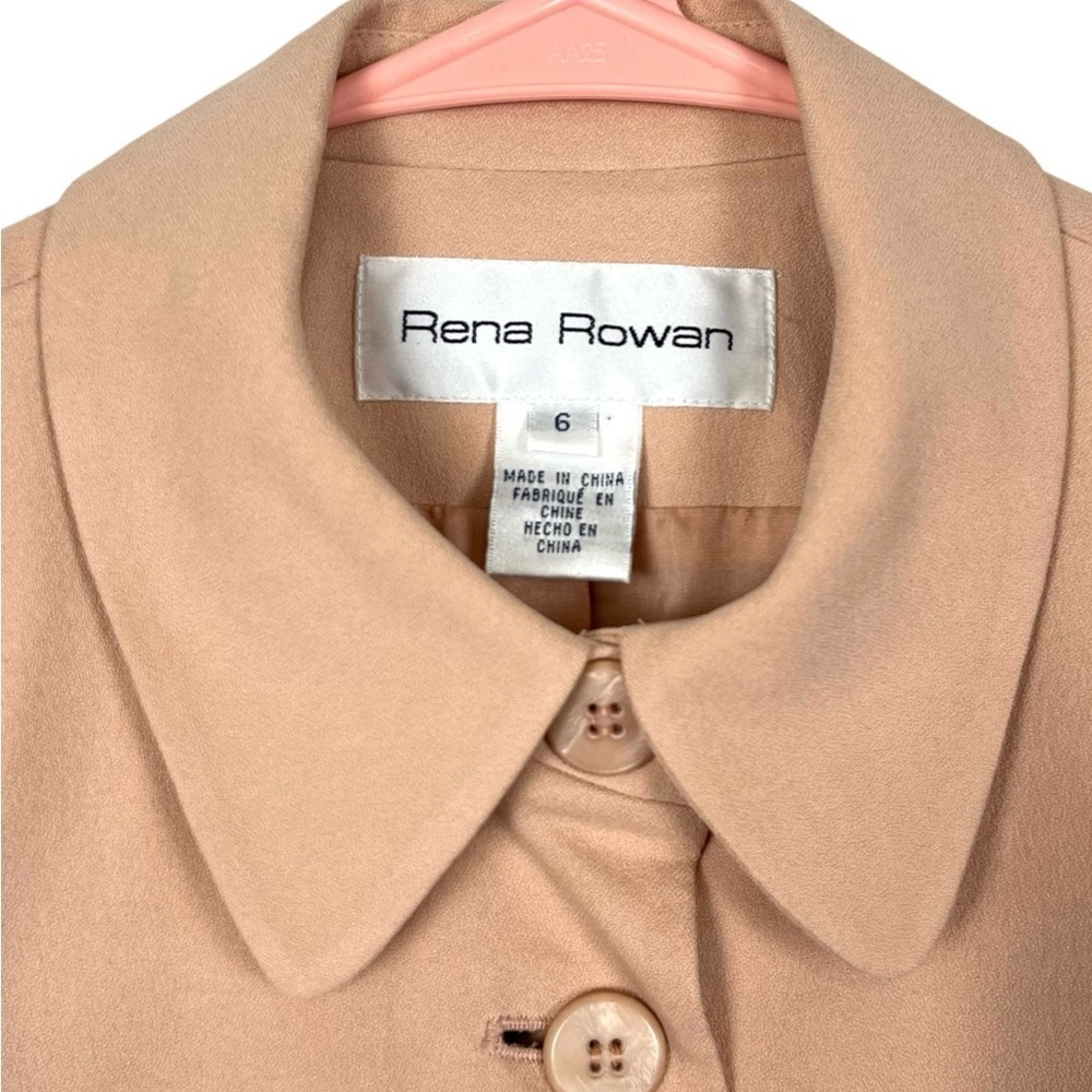 Rena Rowan 100% Silk Longline Career Blazer Jacket Flesh Colored Size 6 Vintage - Picture 9 of 13